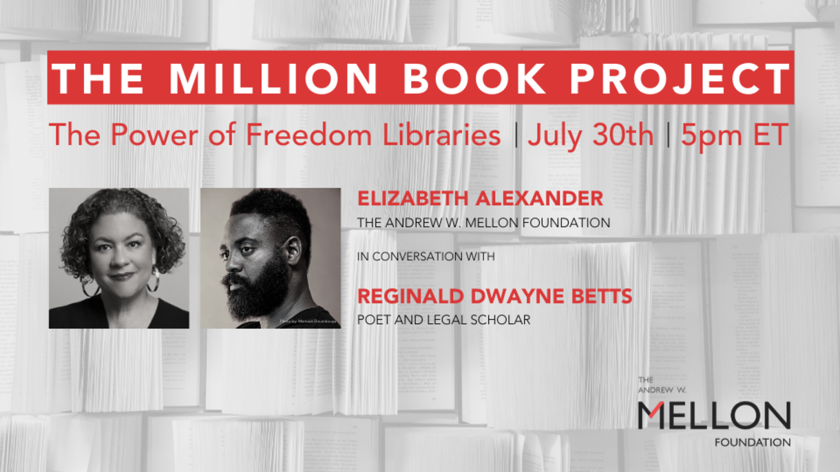 The Million Book Project flyer with images of Elizabeth Alexander and Reginald Dwayne Betts