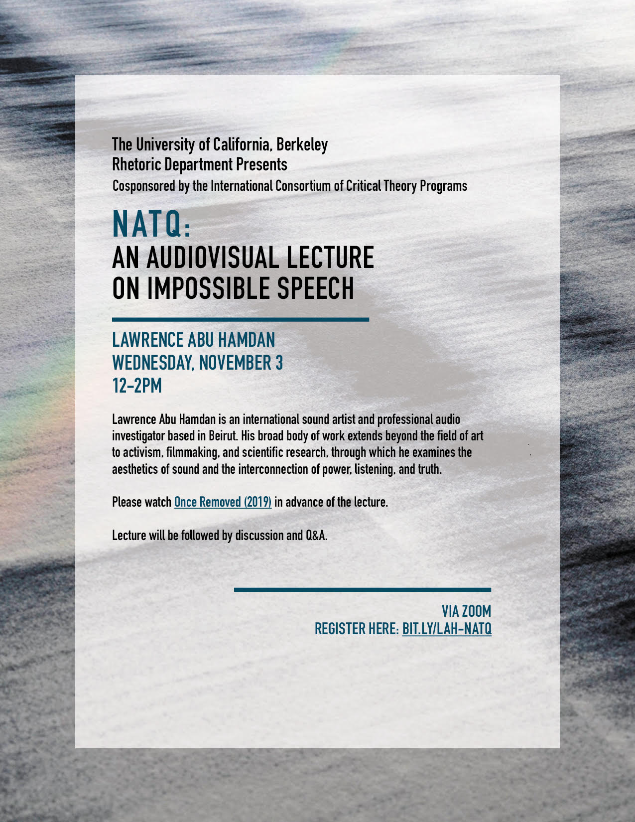 NATQ: An Audiovisual Lecture on Impossible Speech