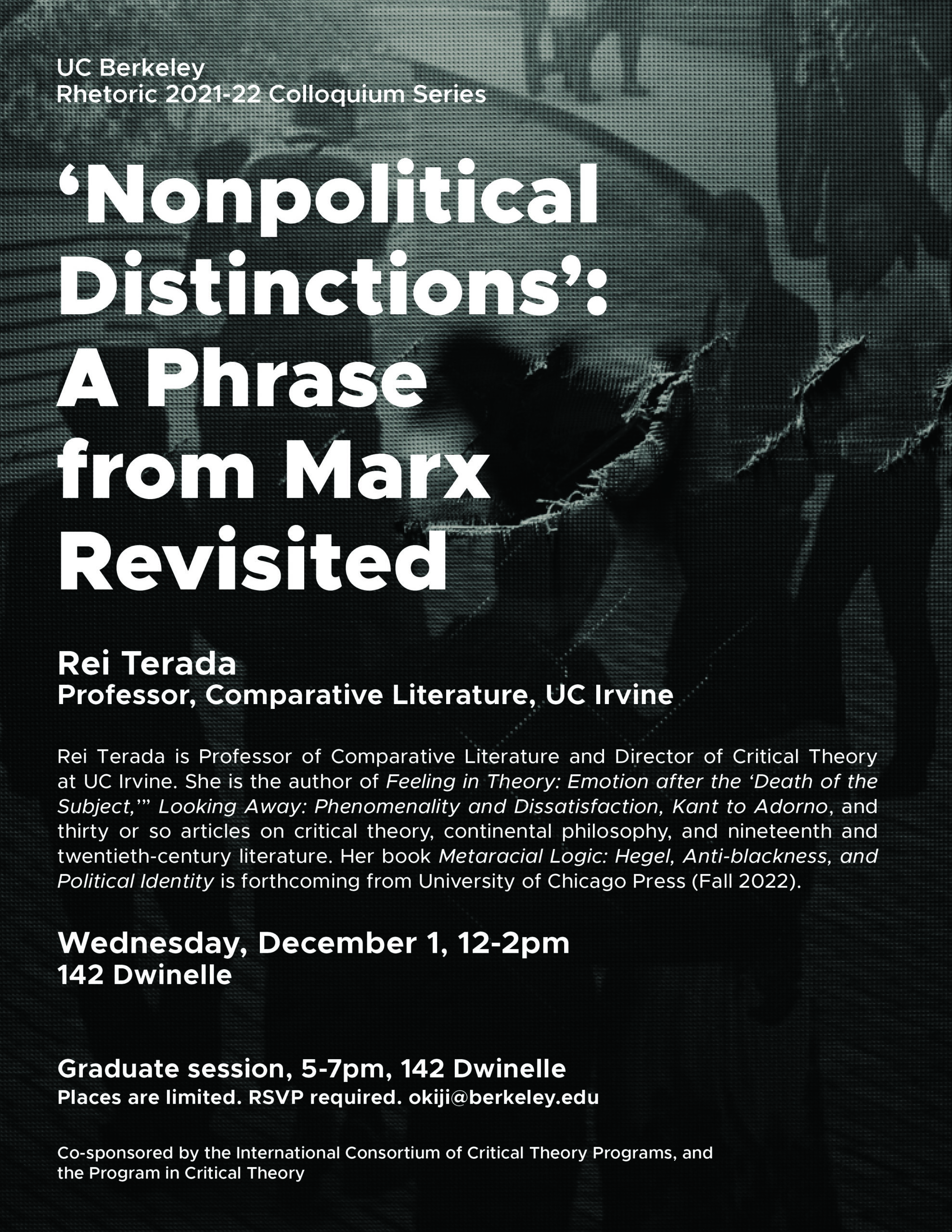 ‘Nonpolitical Distinctions’: A Phrase from Marx Revisited with Rei Terada